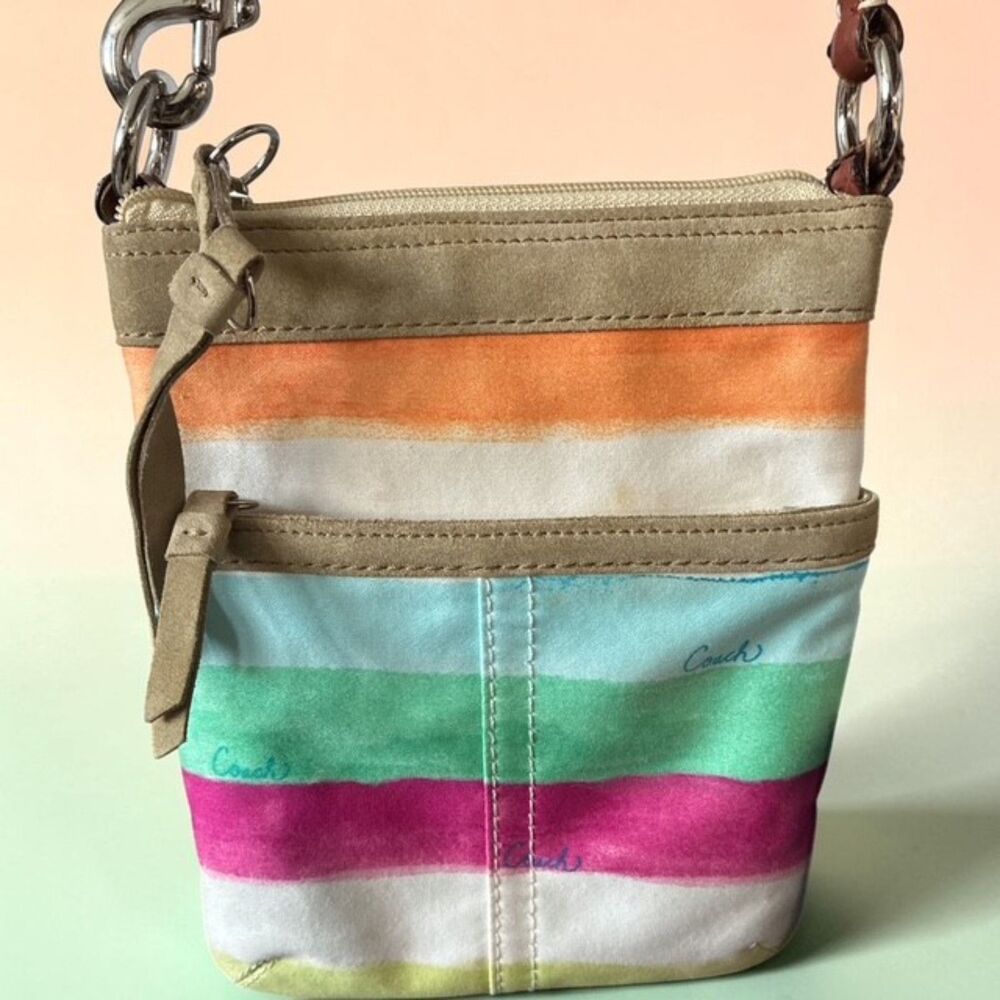 Coach Vintage Y2K  Hampton Watercolor Stripe Crossbody Swingpack Bag 10718 EUC